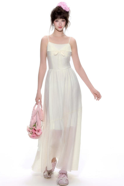 Chic Tencel White Long Dress