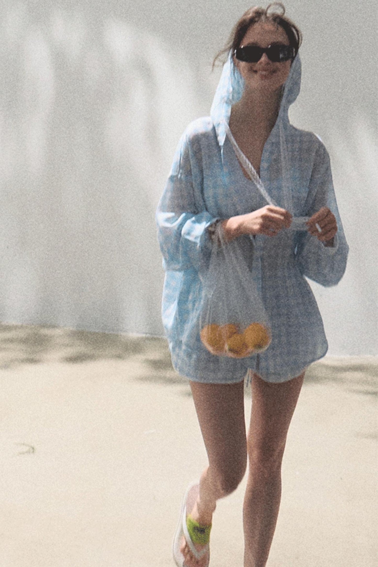 Tencel Hooded Sun Shirt & Plaid Shorts Set-Up