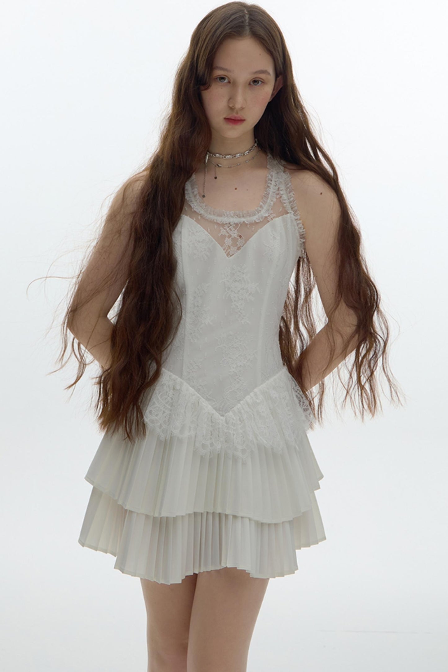 Pleated Bridal Gown Dress