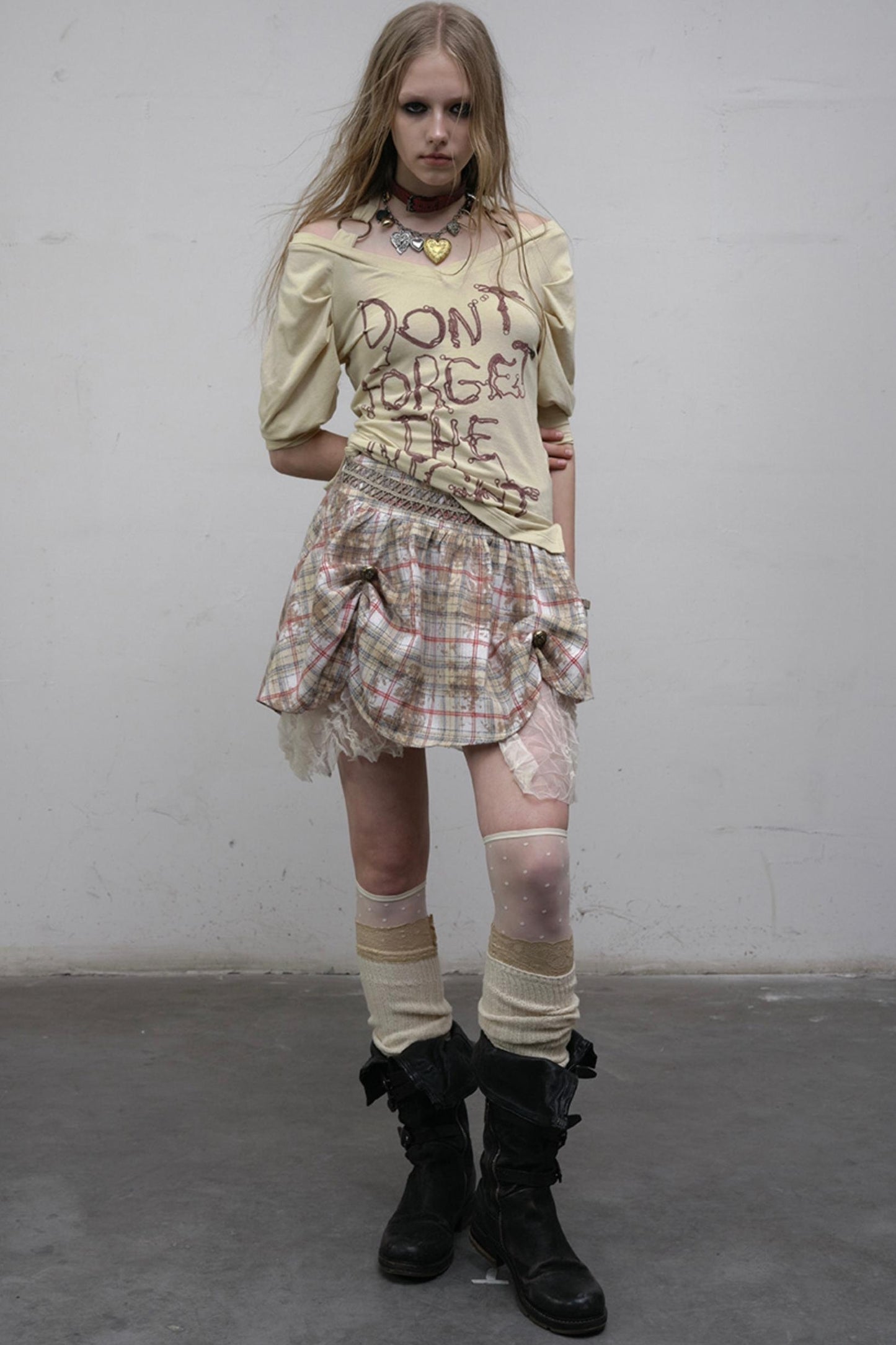 Straight silhouette Plaid Skirt