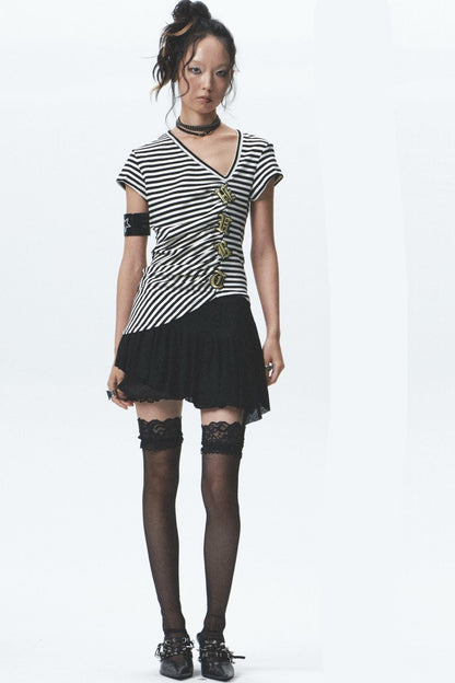 Embroidered Striped Tee