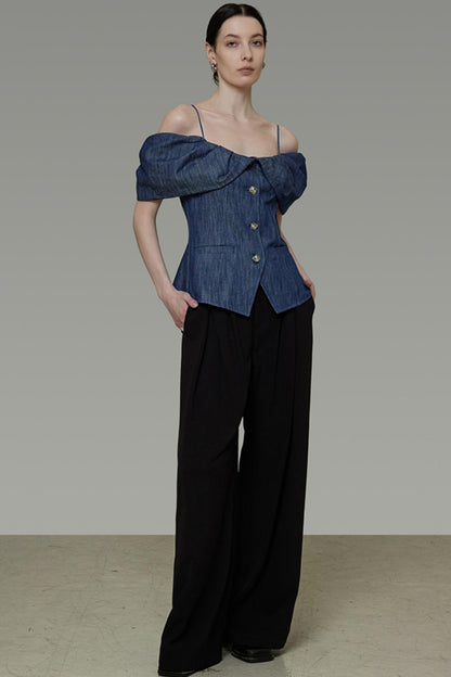 One-Shoulder Bubble Sleeve Top