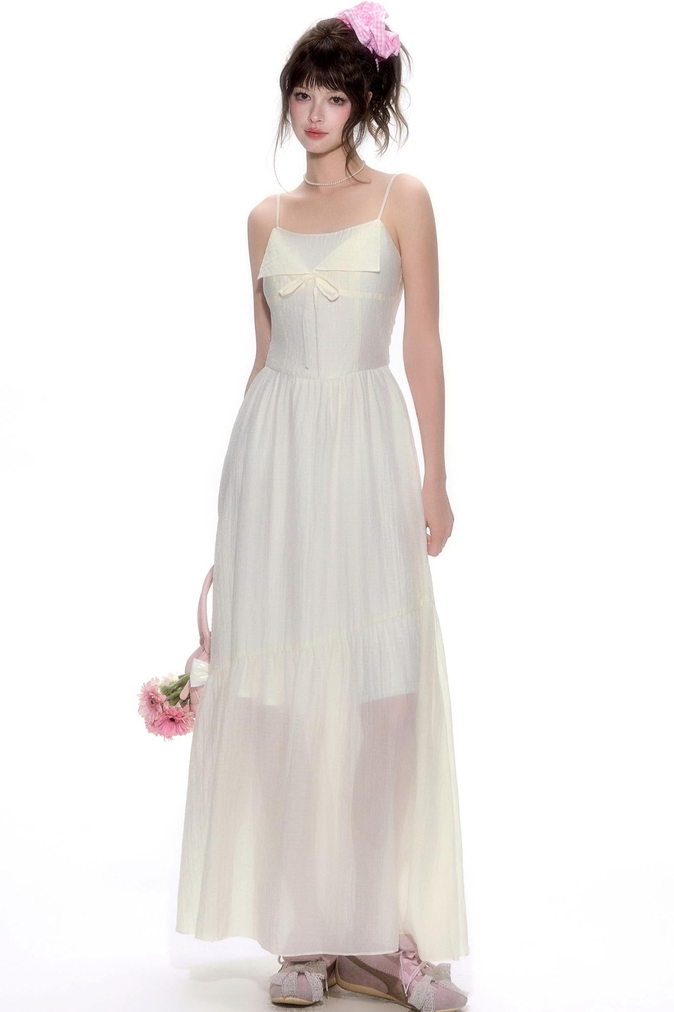 Chic Tencel White Long Dress