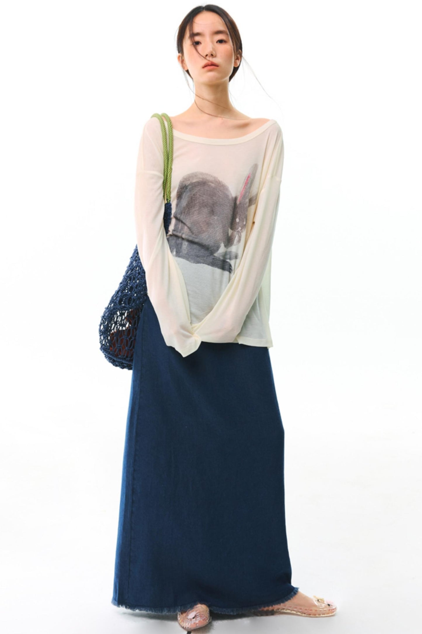 Hand-Painted Tencel Long Sleeve Top