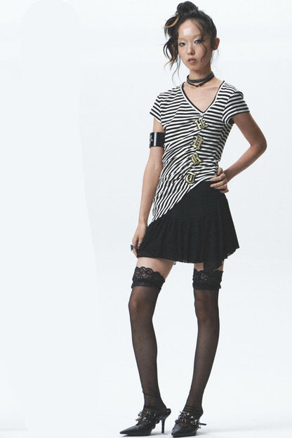 Embroidered Striped Tee