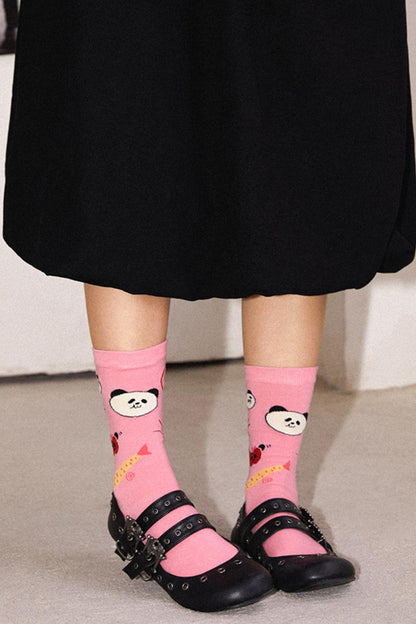 Retro Cartoon Panda Socks