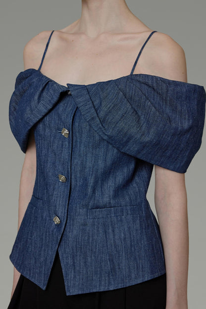 One-Shoulder Bubble Sleeve Top