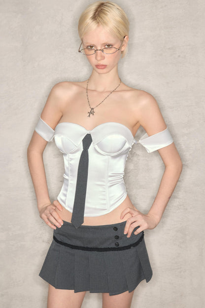 Spicy Striped Pleated Skirt