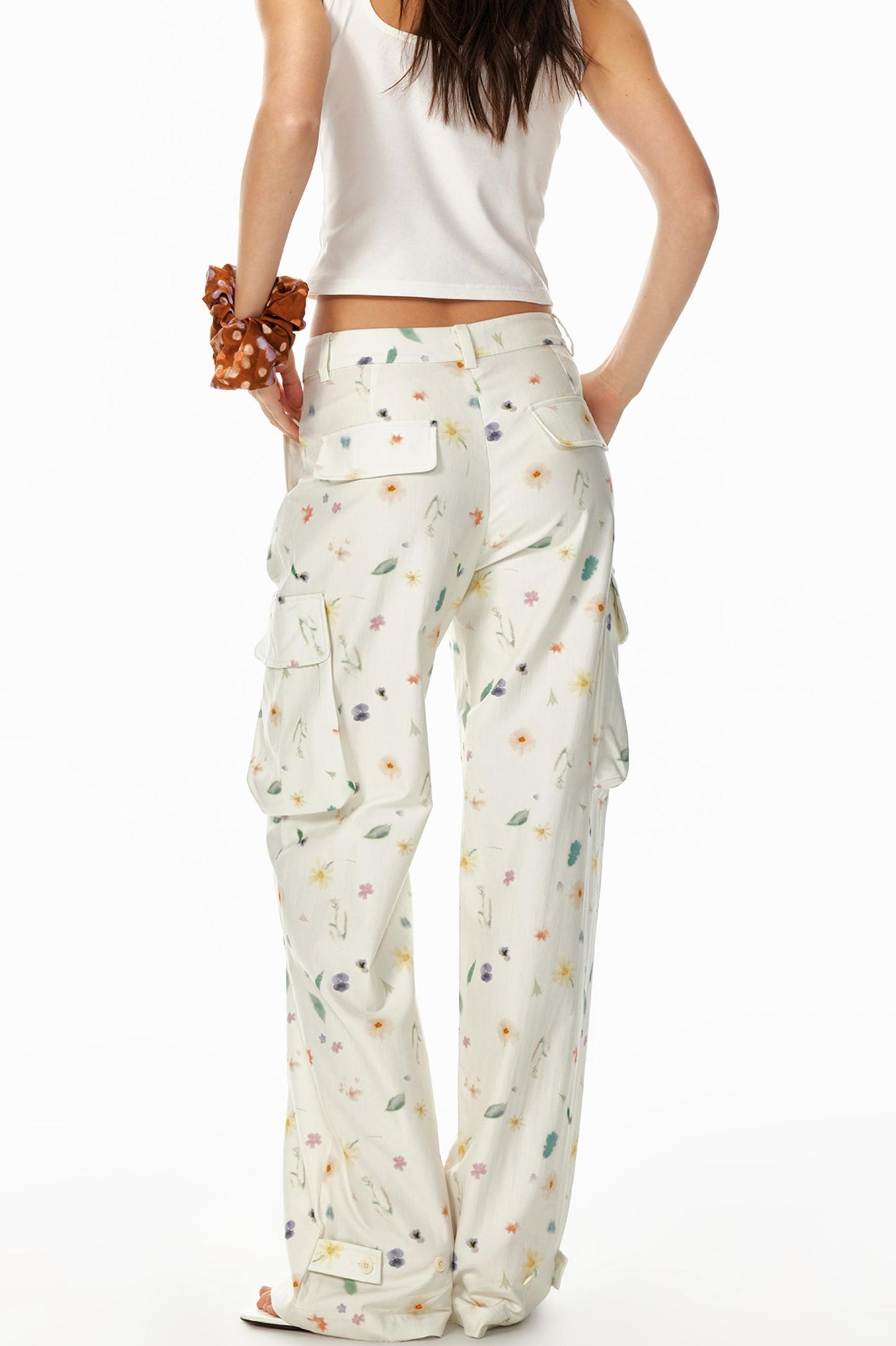 3D Floral Wide-Leg Pants
