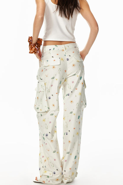 3D Floral Wide-Leg Pants