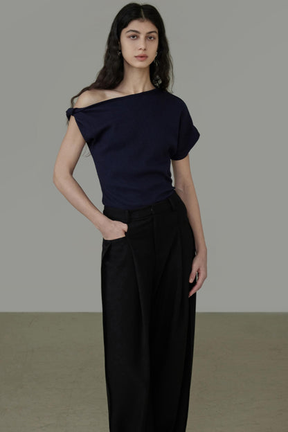 Elegant Slant Shoulder Top