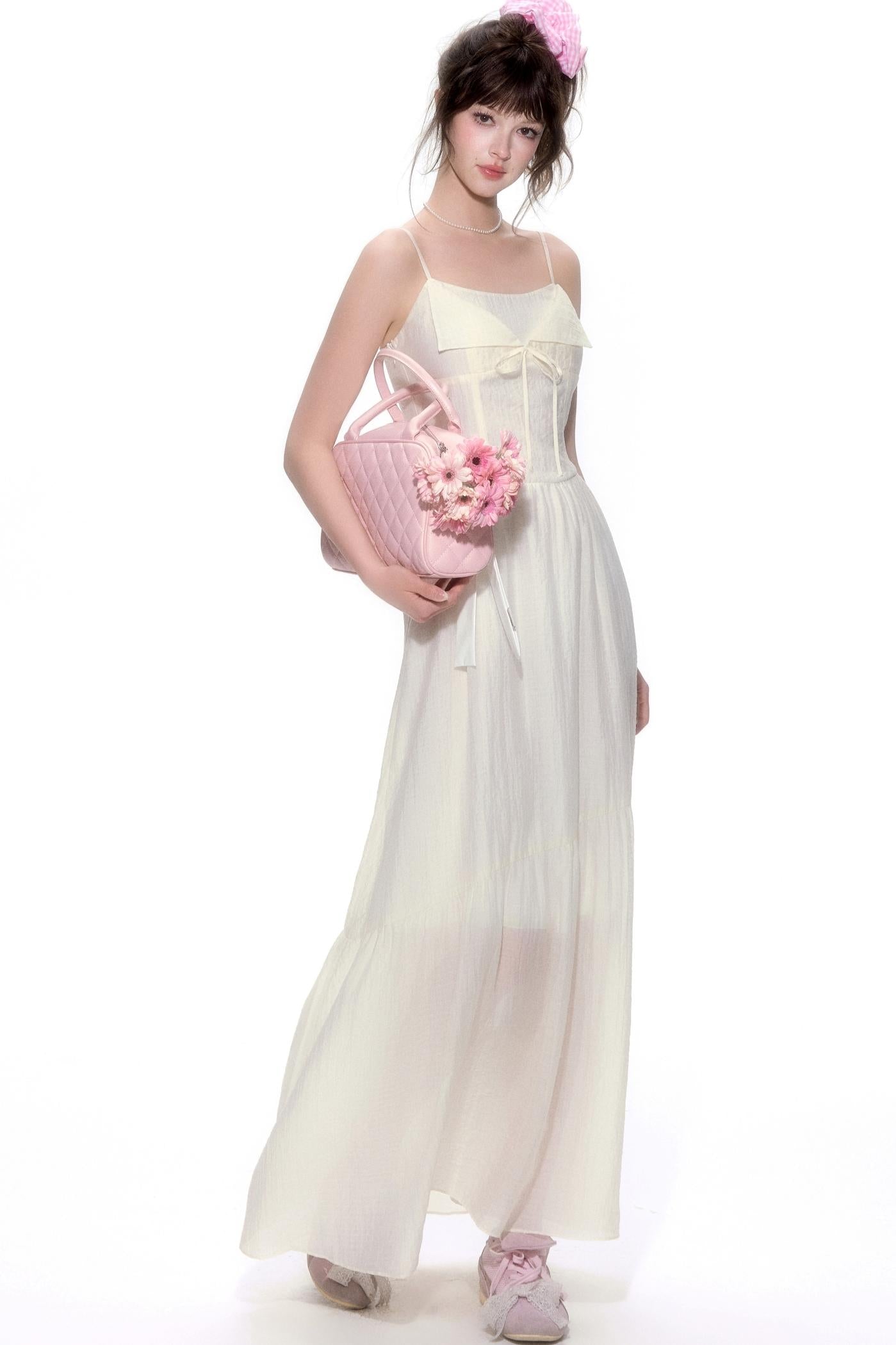 Chic Tencel White Long Dress