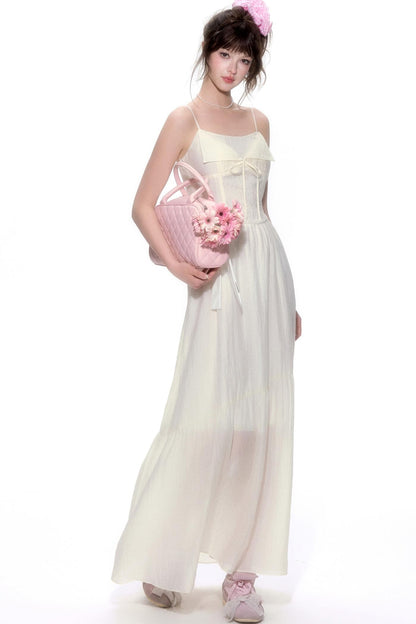 Chic Tencel White Long Dress