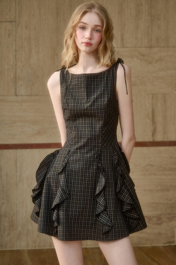 Cotton Lace Plaid Dress