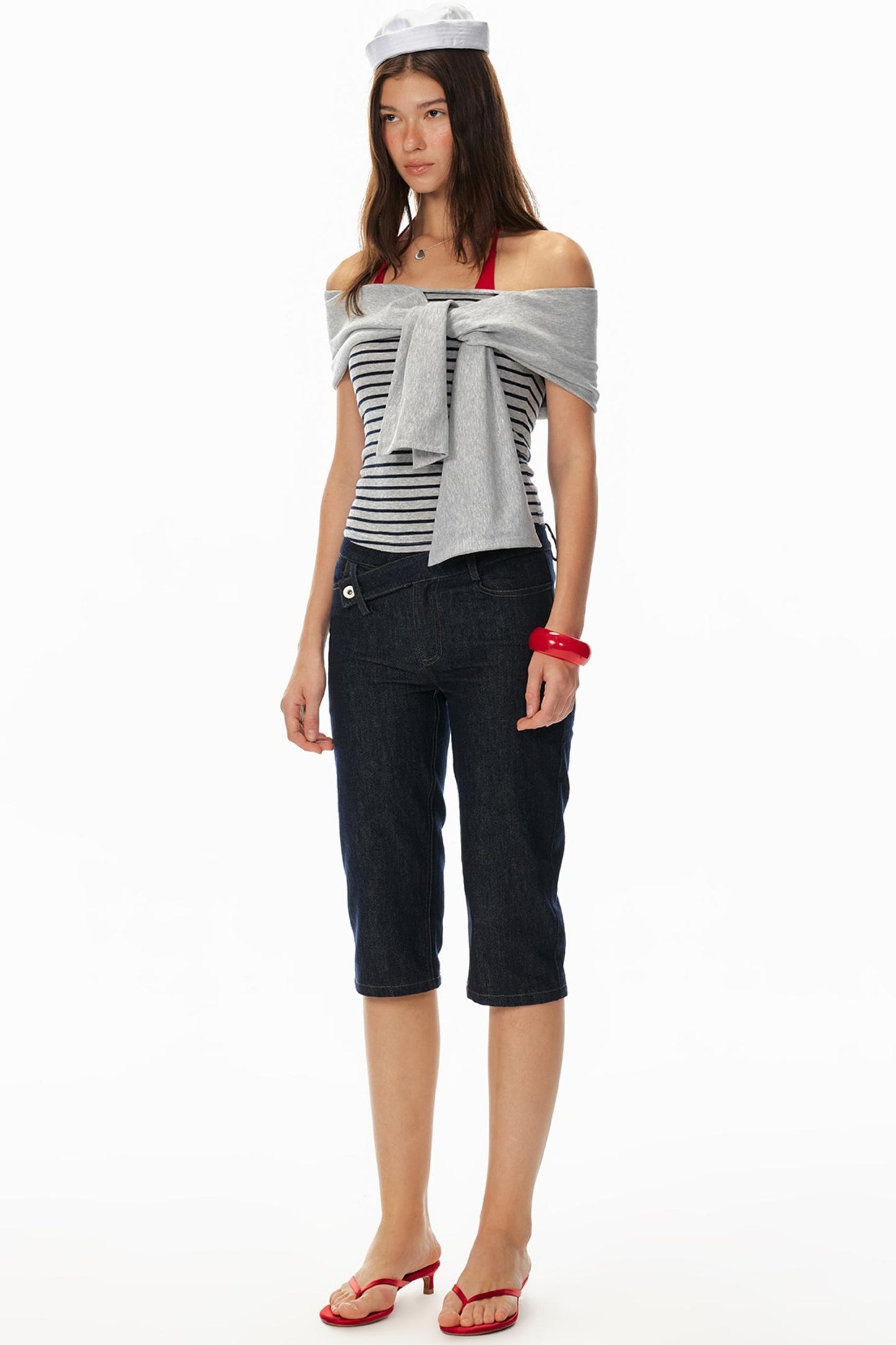 Asymmetrical Denim Shorts