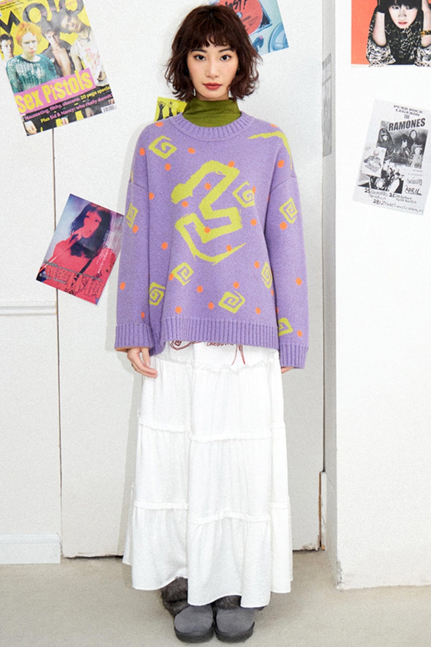 Purple Snake Jacquard Sweater