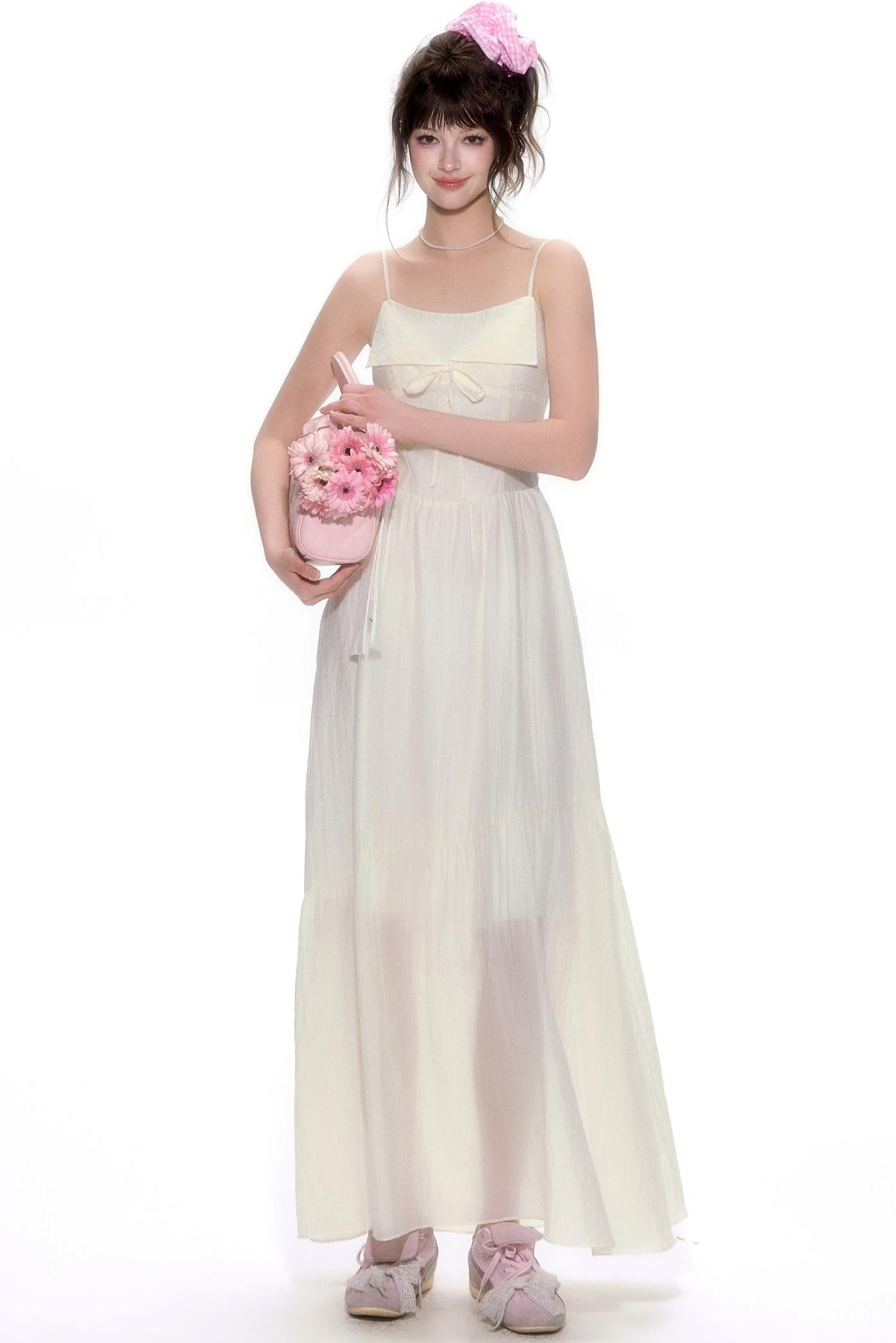 Chic Tencel White Long Dress