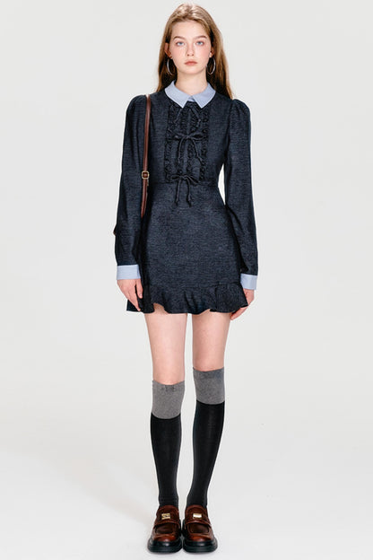 Color Clash Bow Dress