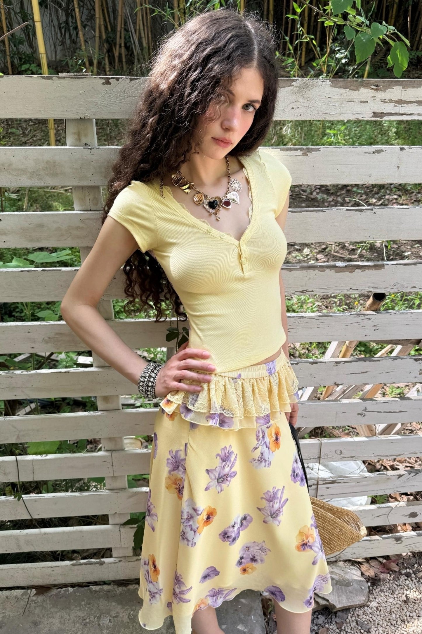 Floral Buttoned Blouse Set-Up