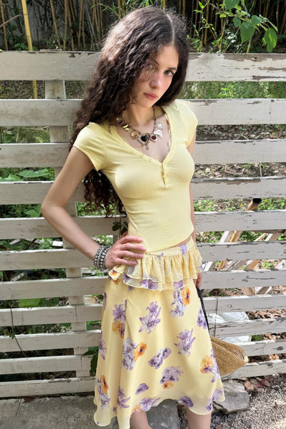 Floral Buttoned Blouse Set-Up