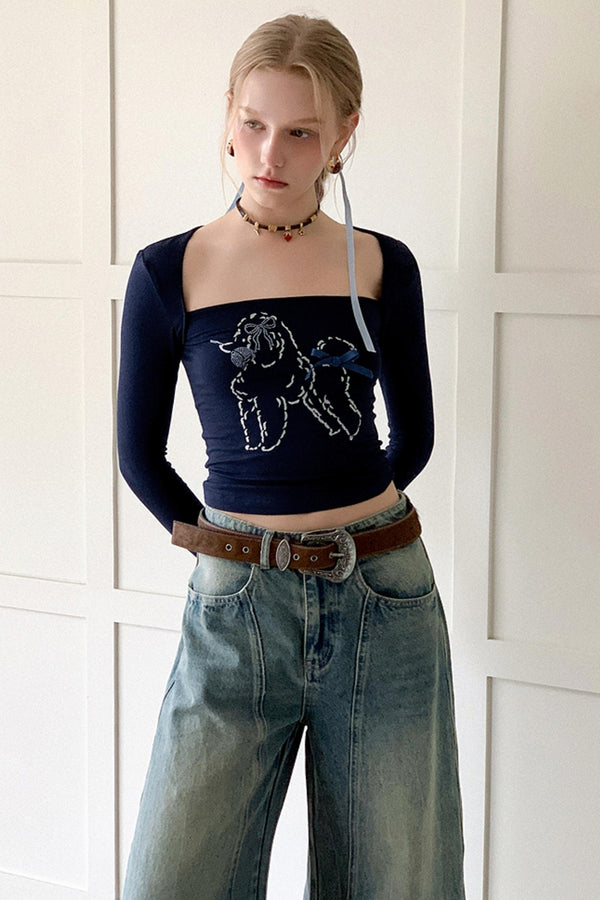 Navy Rhinestone T-Shirt