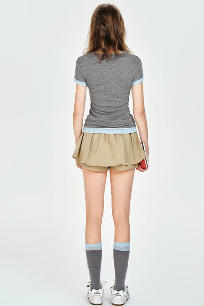 Mint Color Layered Slim Fit T-Shirt