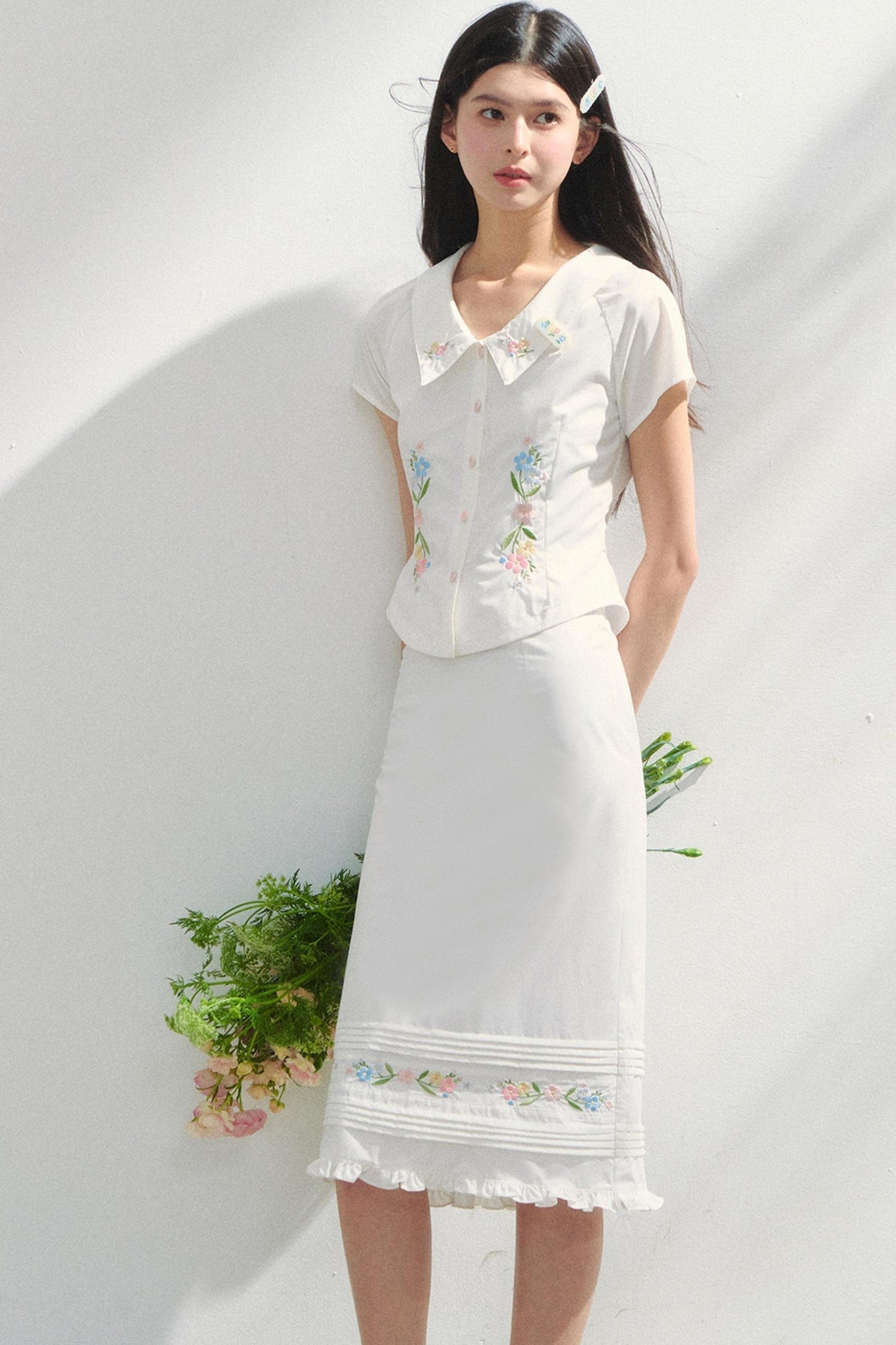 Floral Shirt & Skirt Set-Up