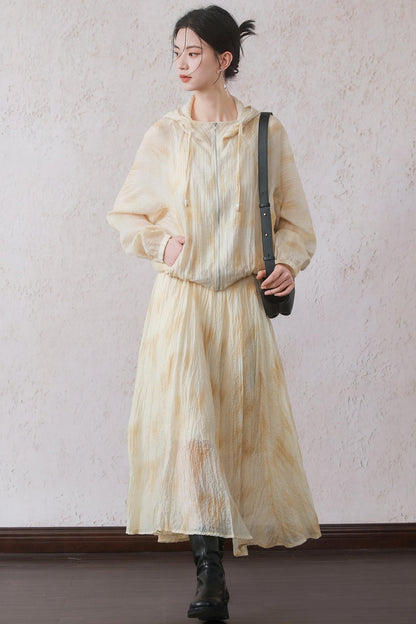 Lightweight Cheese Yellow Hooded Jacket