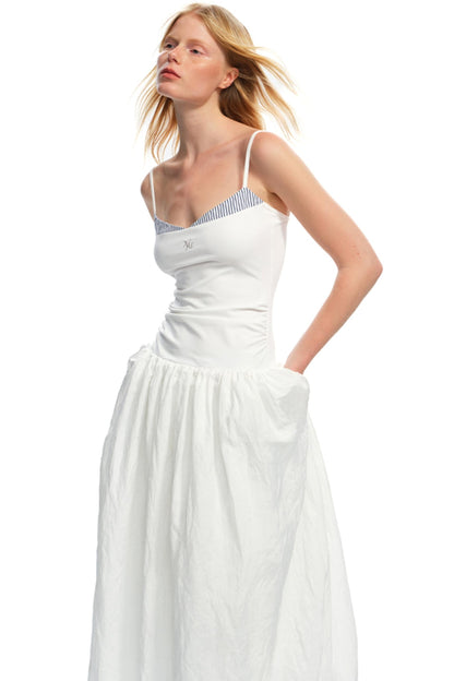 Color-Block Halter Maxi Dress