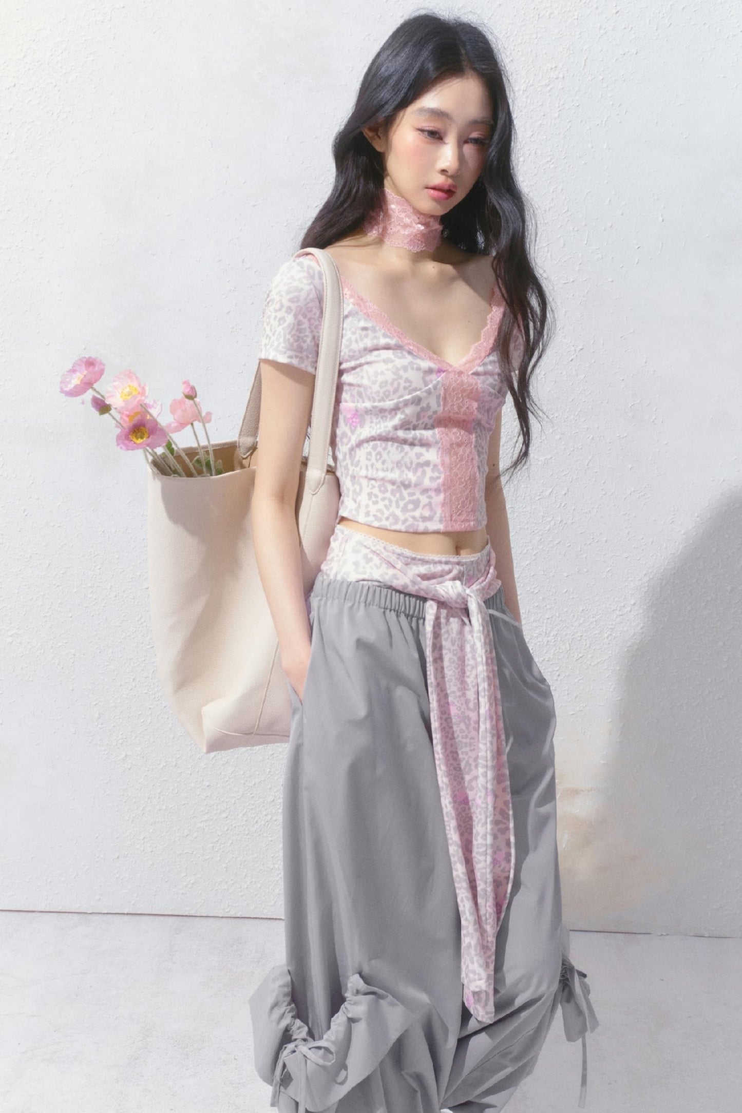 Pink Leopard V-Neck Tee