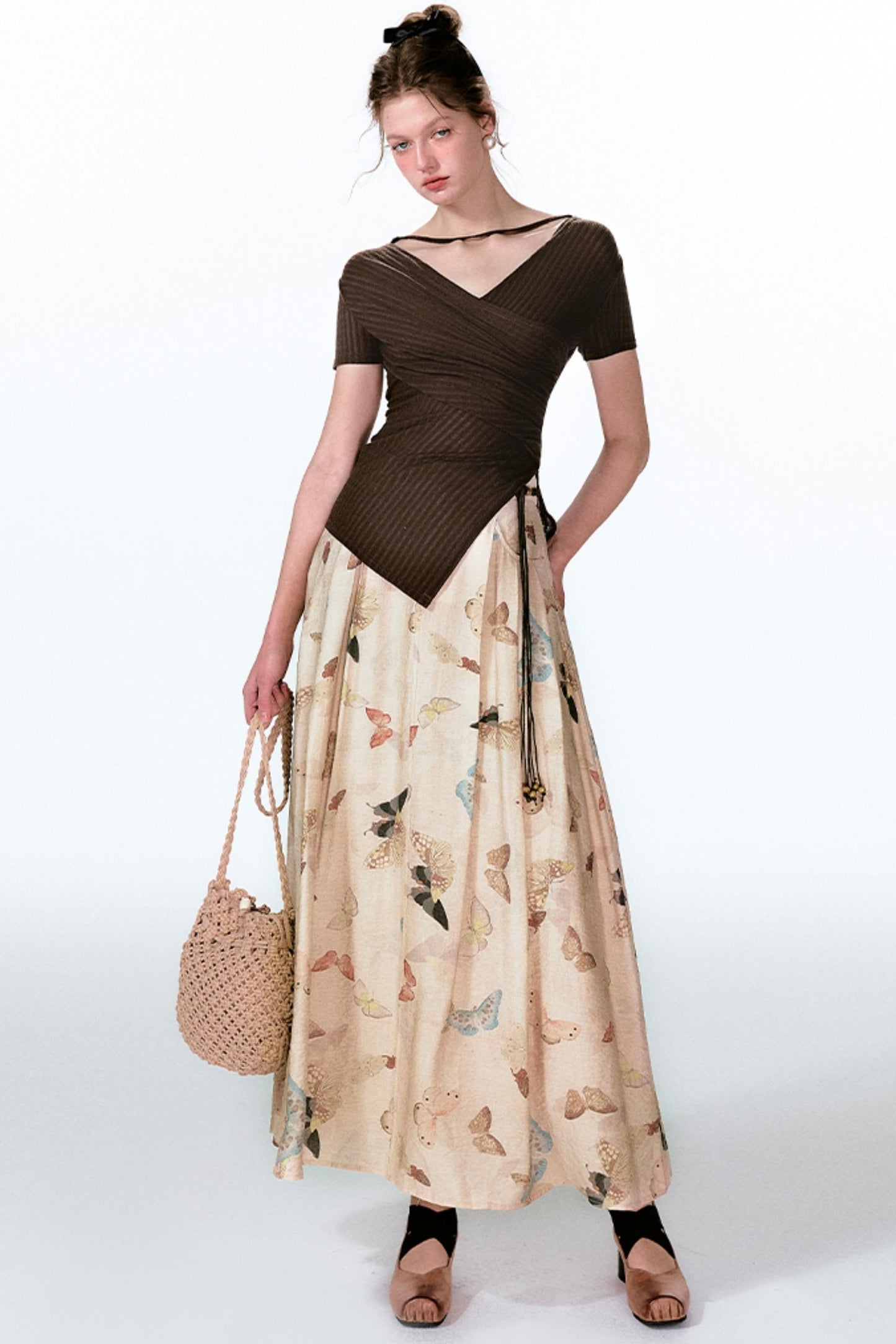 Butterfly Pleat Top With Maxi Skirt Set-Up