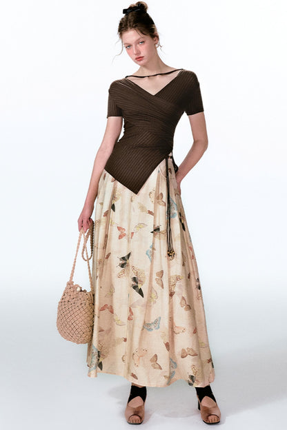 Butterfly Pleat Top With Maxi Skirt Set-Up
