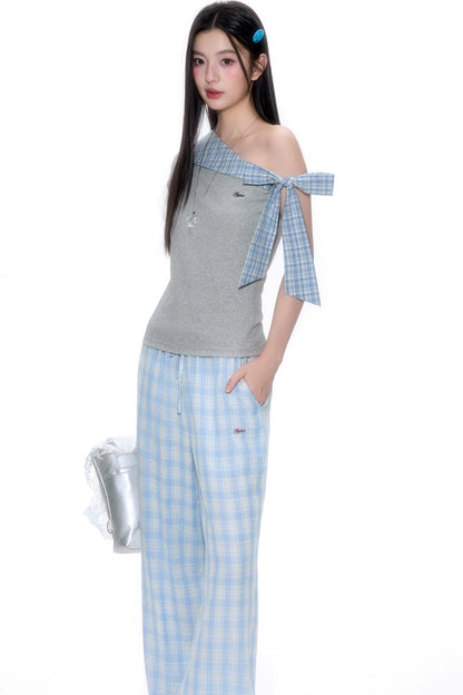 Chic Plaid Asymmetrical Top