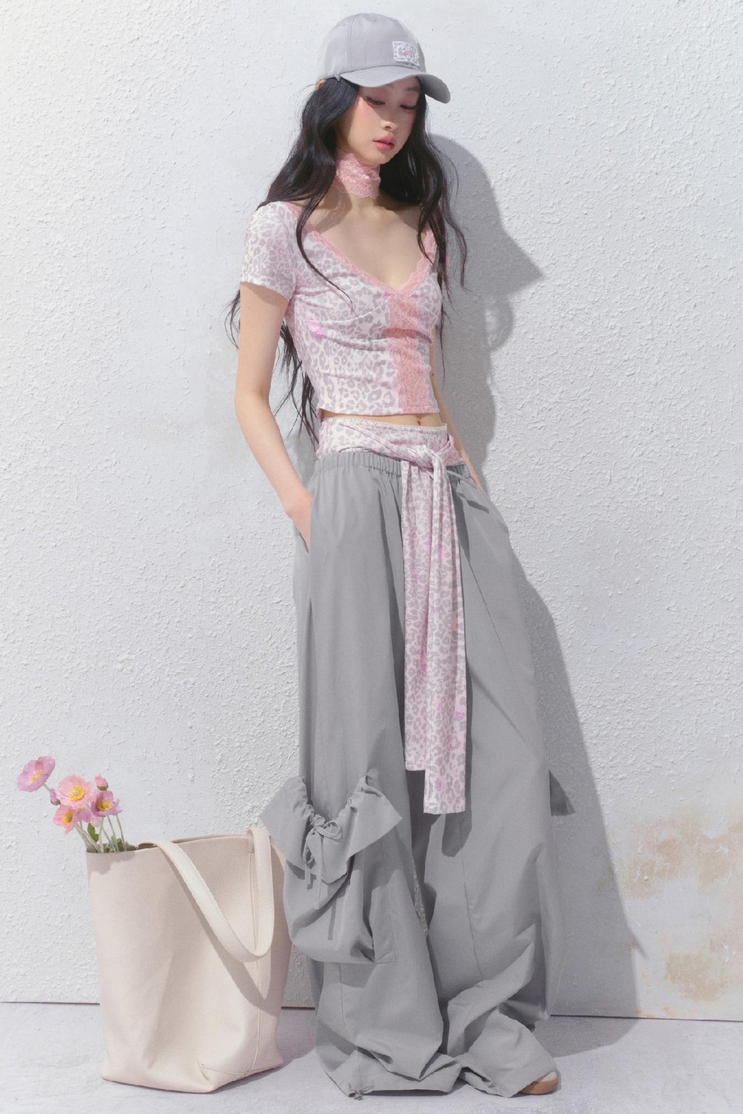 Pink Leopard V-Neck Tee