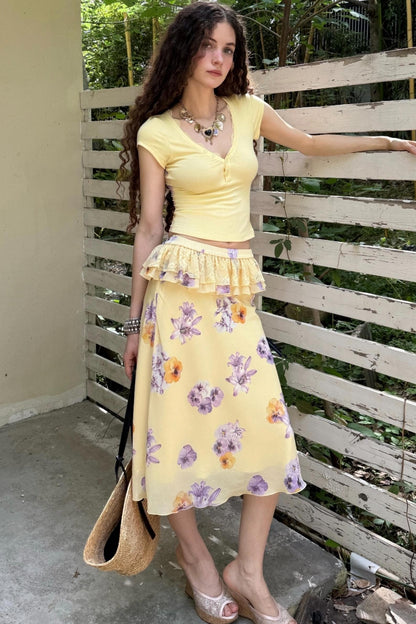 Floral Buttoned Blouse Set-Up