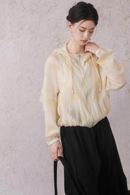 Lightweight Cheese Yellow Hooded Jacket