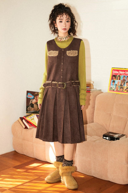 Caramel Patchwork Dress