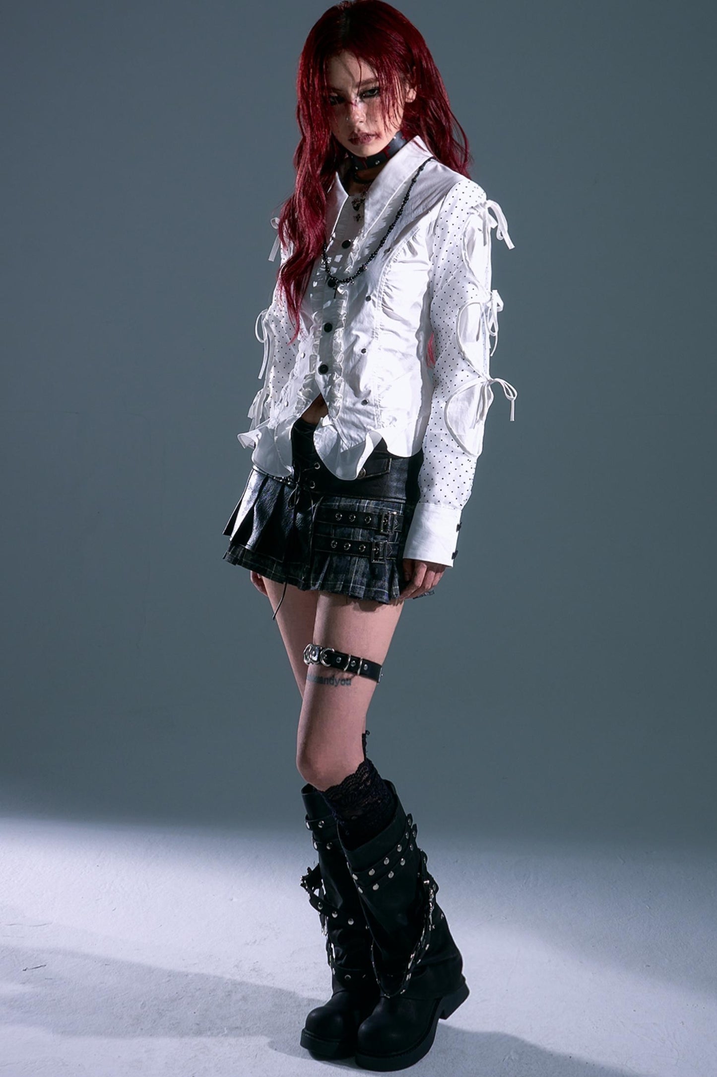 Punk Vintage Leather Pleated A-Line Skirt