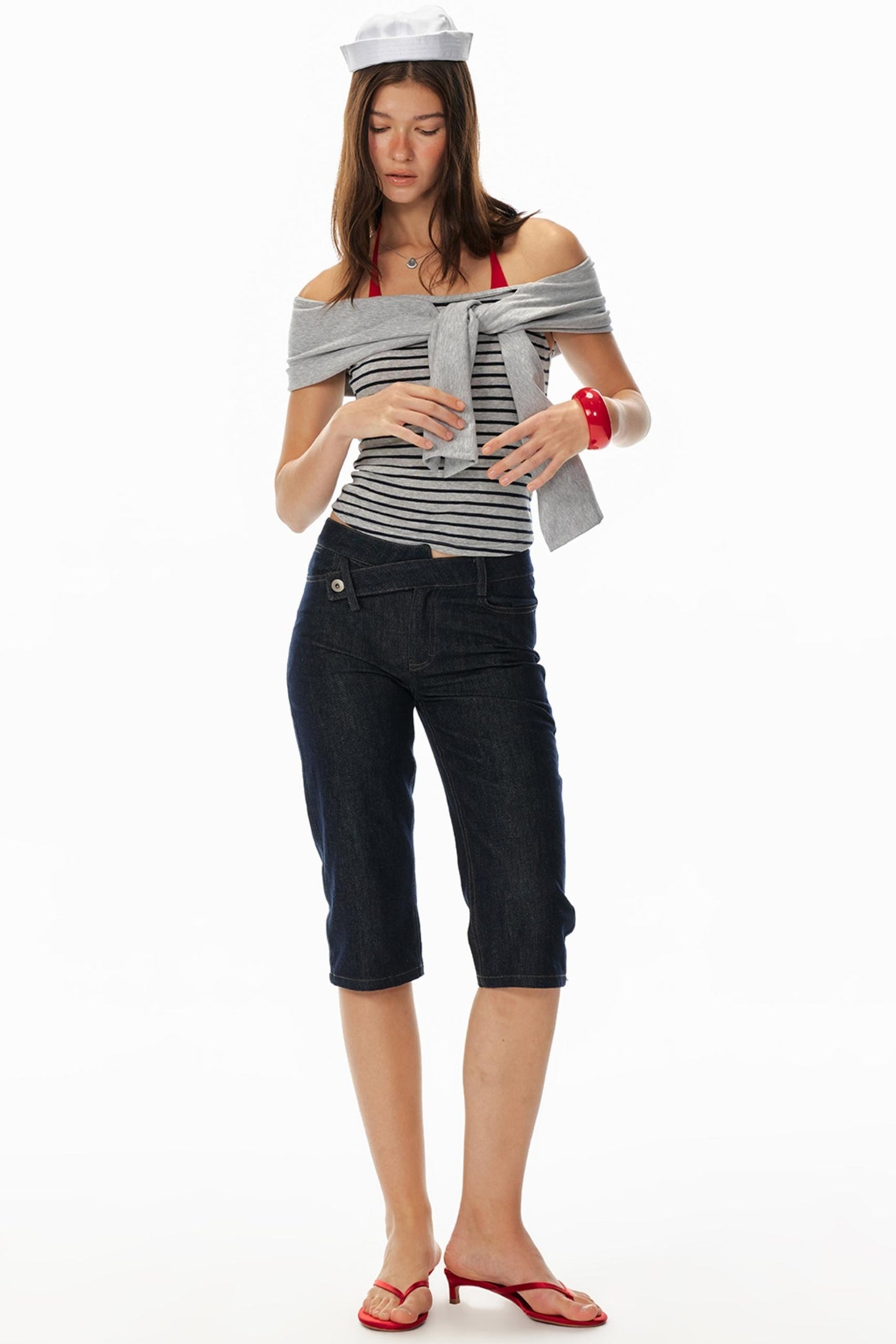 Asymmetrical Denim Shorts