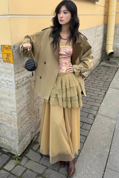 Vintage Irregular Mesh Cake Skirt