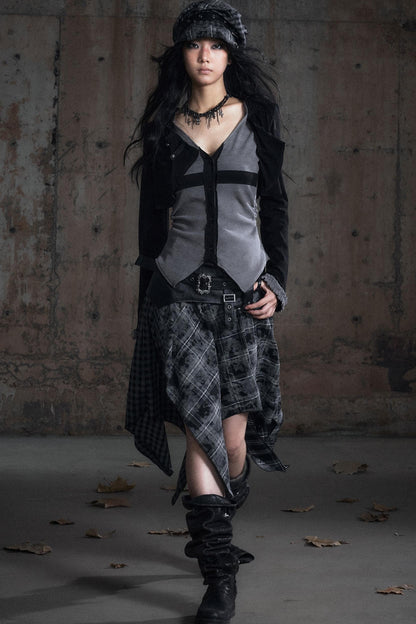 Two-Tone Long Sleeve Hooded Top