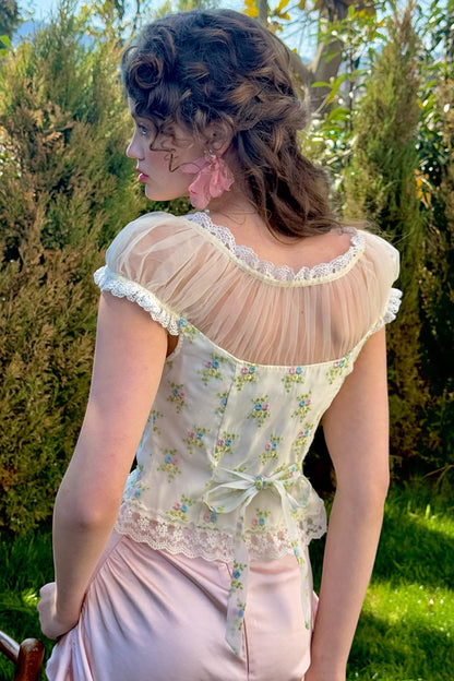 Floral Bubble Sleeve Top