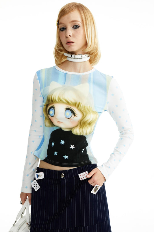 Cotton Little Girl Cartoon T-shirt