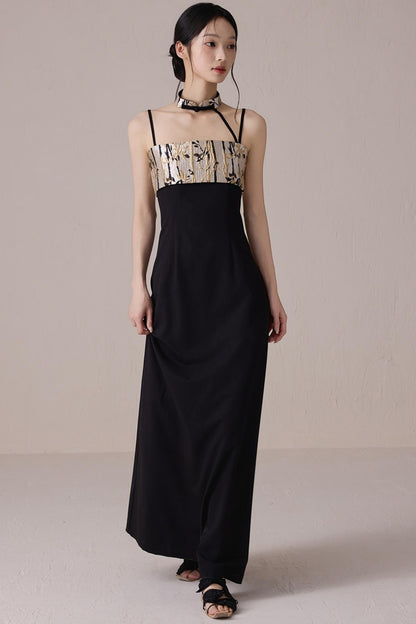 Bamboo Jacquard Halter Dress