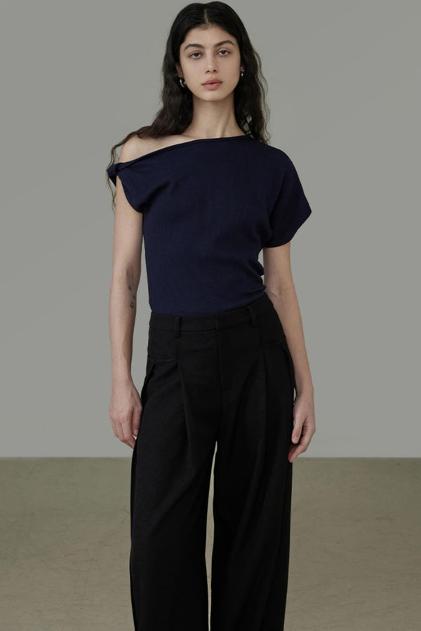 Elegant Slant Shoulder Top