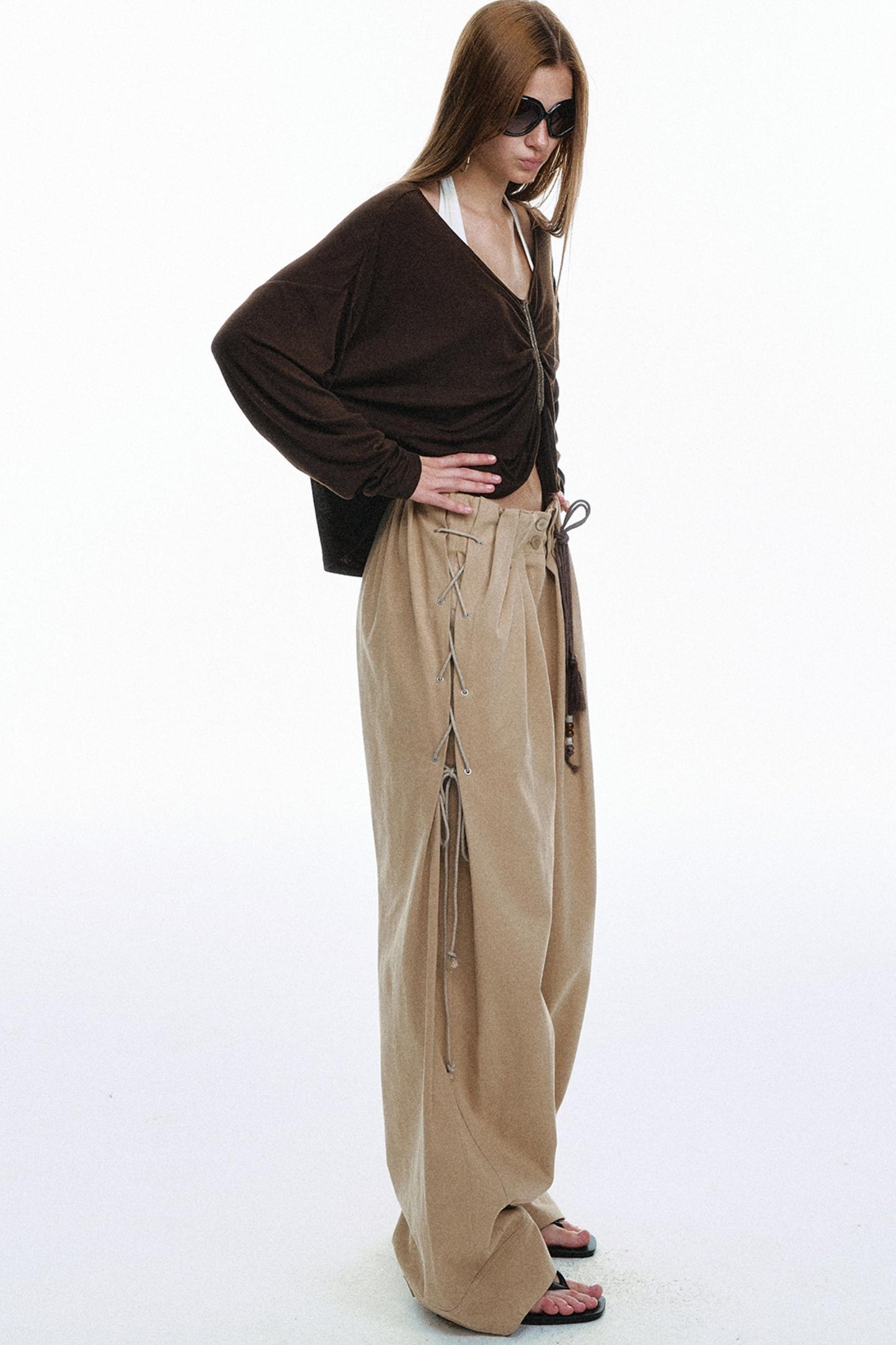 Vintage High-Waisted Cotton Trousers