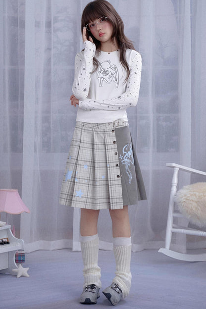 Sweet Preppy Style Pleated Skirt