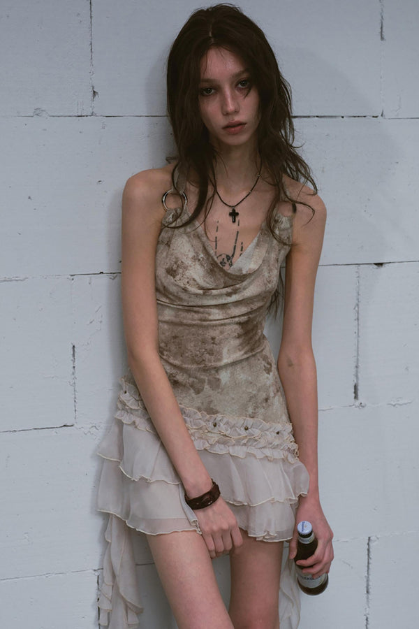 Brown Halter Swing Dress