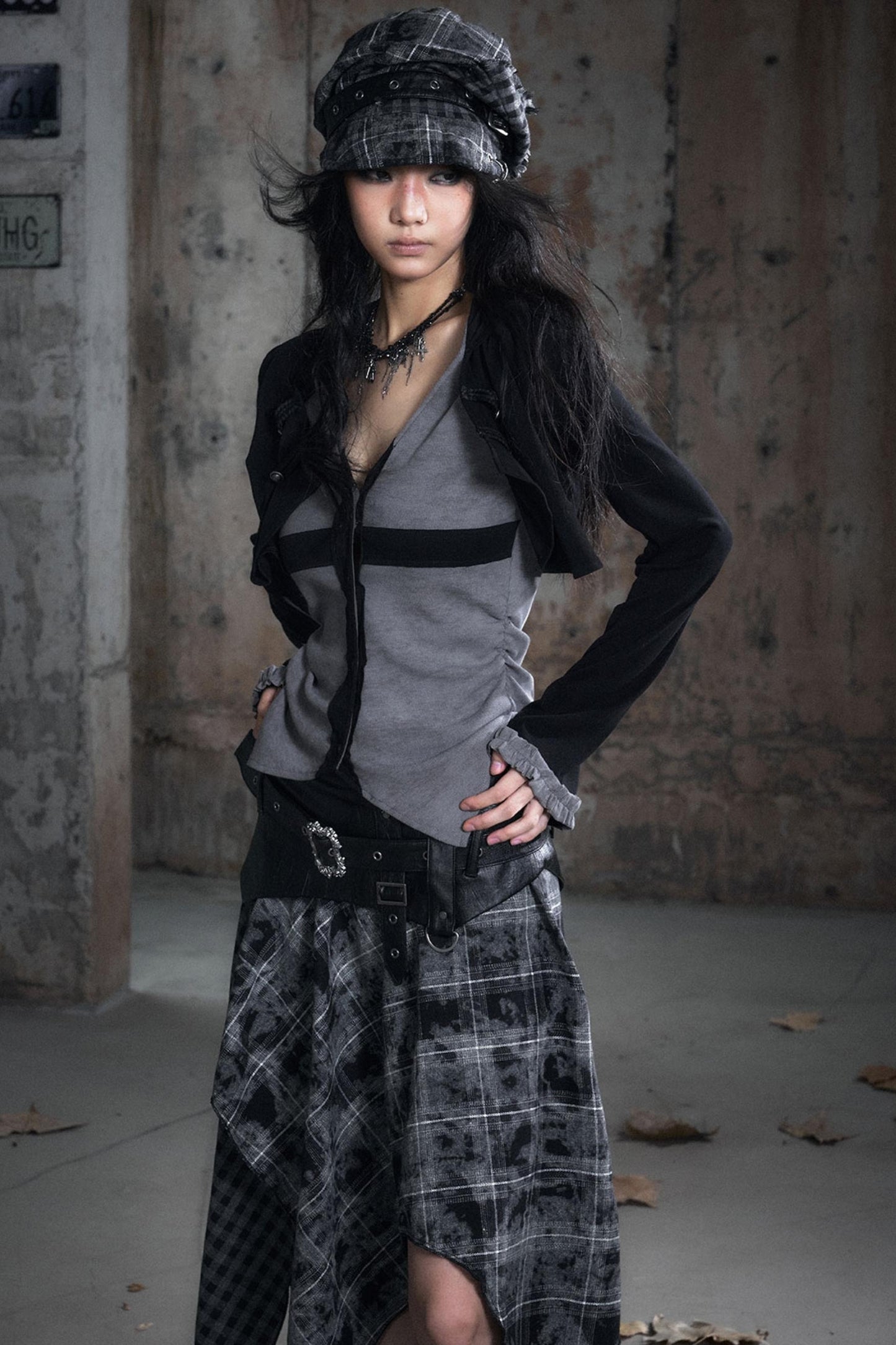 Two-Tone Long Sleeve Hooded Top