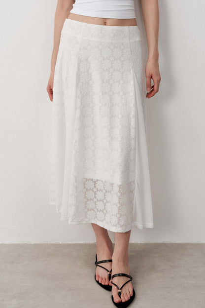 Lightweight Jacquard A-Line Midi Skirt